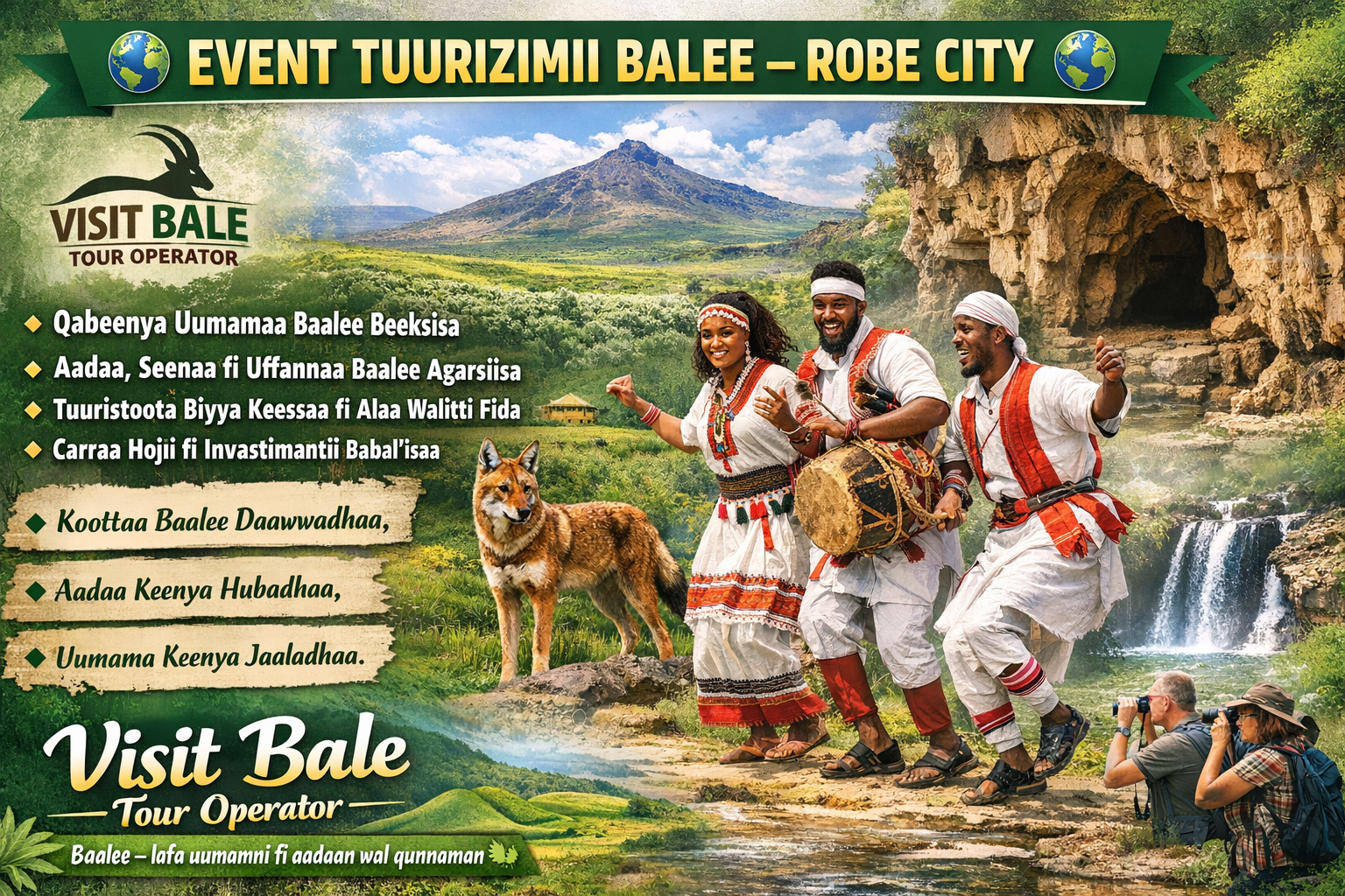 Visit Bale Tour Operator eventi tuurizimii guddaa magaalaa Robe  irratti